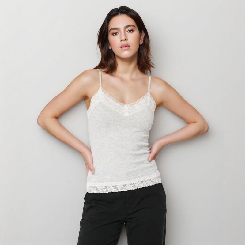[Summer New Arrival] Little Seagull American Retro Lace Trim Design Sweet Camisole Pure Desire Top for Women