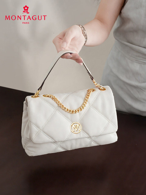 Montagnard women's bag 2025 new fashion rhombus chain shoulder bag cowhide versatile autumn crossbody bag armpit bag