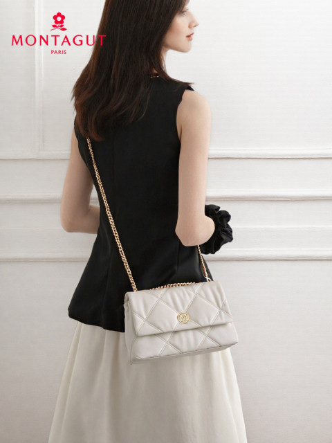 Montagnard women's bag 2025 new fashion rhombus chain shoulder bag cowhide versatile autumn crossbody bag armpit bag