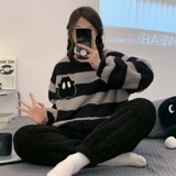 Коралловая бархатная демисезонная пижама, флисовый фланелевый бархат, плюшевый комплект, женский стиль, популярно в интернете, большой размер