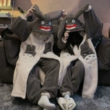 Зимняя коралловая бархатная флисовая пижама для влюбленных, фланелевый демисезонный длинный банный халат подходит для мужчин и женщин, комплект, увеличенная толщина