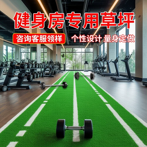 Белая линия взлетно-посадочной полосы на лужайке спортзала в частном классе, индивидуальные масштабные сани, искусственный ковер с искусственным покрытием