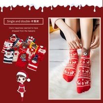 Christmas socks for men and women winter Christmas gift stockings for couples red mid-year socks trendy autumn and winter styles