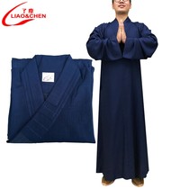 Liaochen brand monk robes monk robes Haiqing monk shoes high-end Buddhist instruments summer style navy blue cotton and linen breathable coat long gown