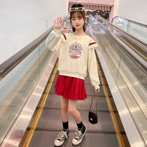 Girls spring Western style suit 2022 new style sweater short skirt two-piece set in the big boy girl fashionable spring fashion trend