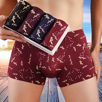 4 tải modal đồ lót nam thanh niên kích thước lớn boyshort U lồi nam giữa eo quần short rộng đầu bông boxer lộ quần lót