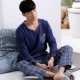 Bộ đồ ngủ nam ở Nam Cực mùa thu cotton dài tay giản dị phiên bản Hàn Quốc pijama nữ