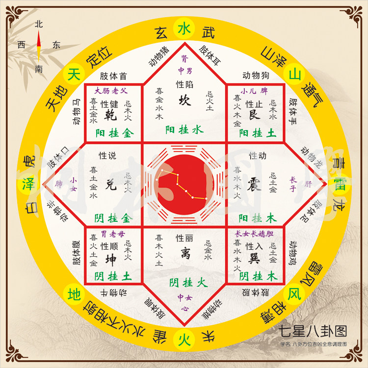 七星八卦图 八卦方位吉凶全息调理图 易经风水装饰画06