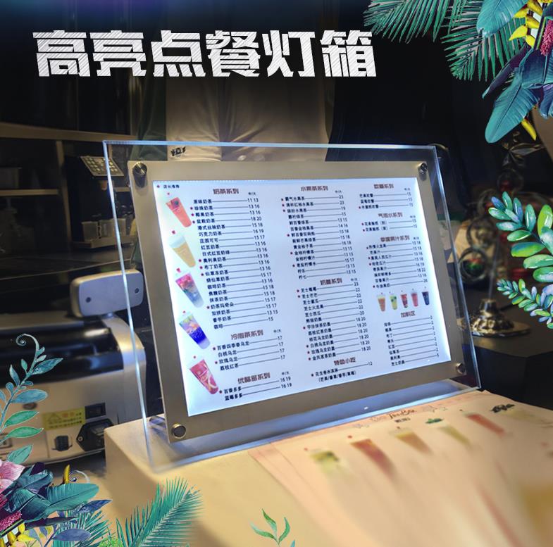 Luminous Menu Catering restaurant Milk Tea Shop Order Display Card Advertising Light Box Price Watch Express Dining Room Price Table Crystal