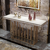 Stainless steel entrance table Creative paste shell simple modern case table Marble shelf Corridor entrance table