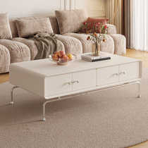 Modern minimal tea cabinet TV cabinet combination living room household light luxury small household cream wind designer tea table