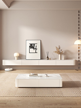 Modern minimal suspension TV cabinet solid wooden wall mounted cream wind room suspension cabinet small household TV cabinet