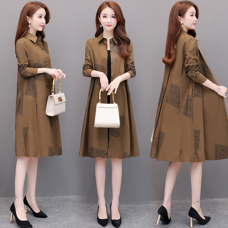 Broadwife Pop Spring Autumn Thin single weaters lady 2022 New spring large size Sizes Loose Medium Long Version Coat