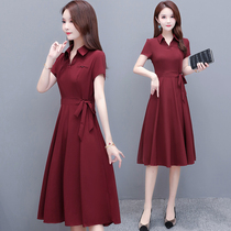 Short sleeves one-piece dress Women 2022 Summer new foreign air casings Lace Fashion reduced age Temperament Snowspun Long Dresses