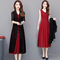 Two-piece dress spring and summer 2021 New temperament this year popular long summer chiffon suit long skirt
