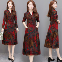 This years popular spring and autumn improved cheongsam dress female 2021 autumn and winter New temperament plus velvet padded top skirt