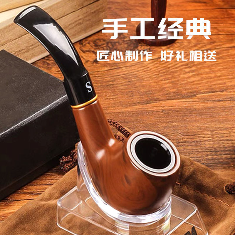 Handmade Solid Wood Pipe, Briar Wood Grain Pipe, Vintage Retro Filter Pipe, Smoking Pouch, Men's Pipe, Pipe Holder Handmade Solid Wood Pipe, Briar Wood Grain Pipe, Vintage Retro Filter Pipe, Smoking Pouch, Men's Pipe, Pipe Holder