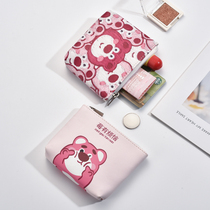 Ins style new cute strawberry bear creative coin purse portable storage bag headphone lipstick key storage bag