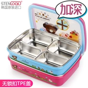 Hộp đựng đồ ăn trưa trường tiểu học Hàn Quốc ngăn đựng đồ ăn bằng thép không gỉ 304 tấm trẻ em chống ăn trưa