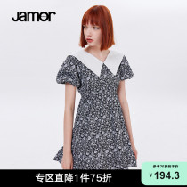 Jamor 2021 new sweet black snowspin short skirt high - waist doll dress is thin
