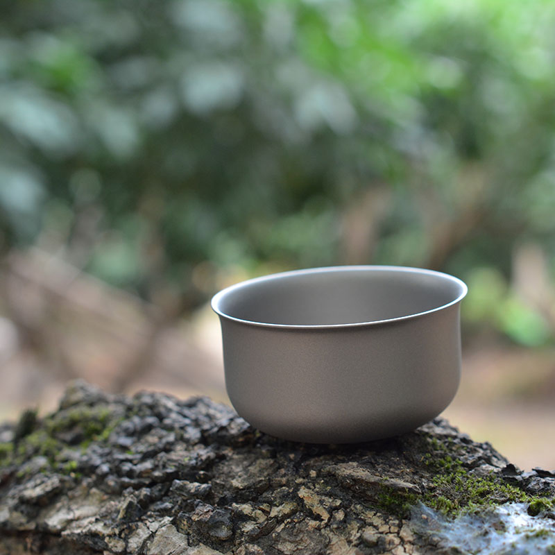 Pure titanium Kung Fu small tea cup Titanium single tea cup Mini small portable tea set double-layer insulated built-in single cup