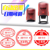 Teacher reward English teacher comment seal Reading with date adjustable correction Homework artifact Automatic push-on seal