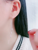 s925 Pure Silver Earrings Woman 2021 New tide Fashion Drop Streaming Suear Line Super Fairy Temperament Slim Anti-Lose Ear Accessories