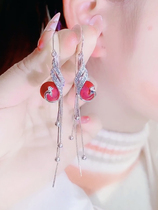 Pure Silver Earrings Woman 2021 New Chaos Fashion Peacock Pearl Streaming Suearline Net Red Temperament Phoenix Anti-Lose Ear