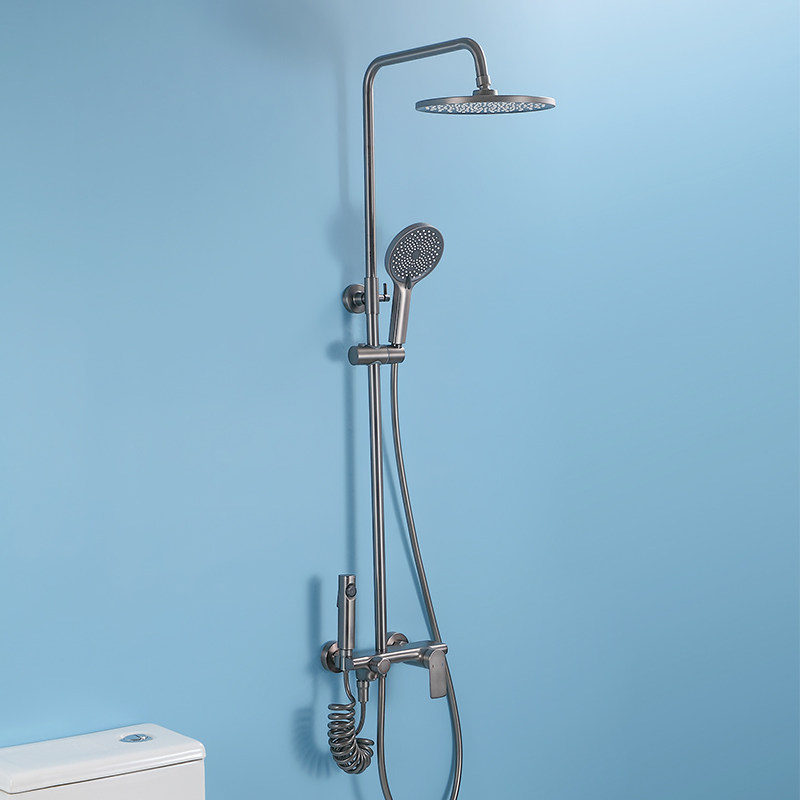 Original black gun gray shower shower set home all copper bathroom constant temperature shower supercharged nozzle