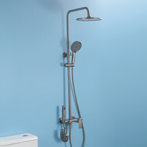 Original black gun gray shower shower set home all-copper bathroom thermostatic bather booster nozzle
