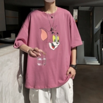 Hong Kong style T-shirt men Harajuku wind short sleeves Tide brand trend loose wild hip hop top ins Net red half sleeve Leisure