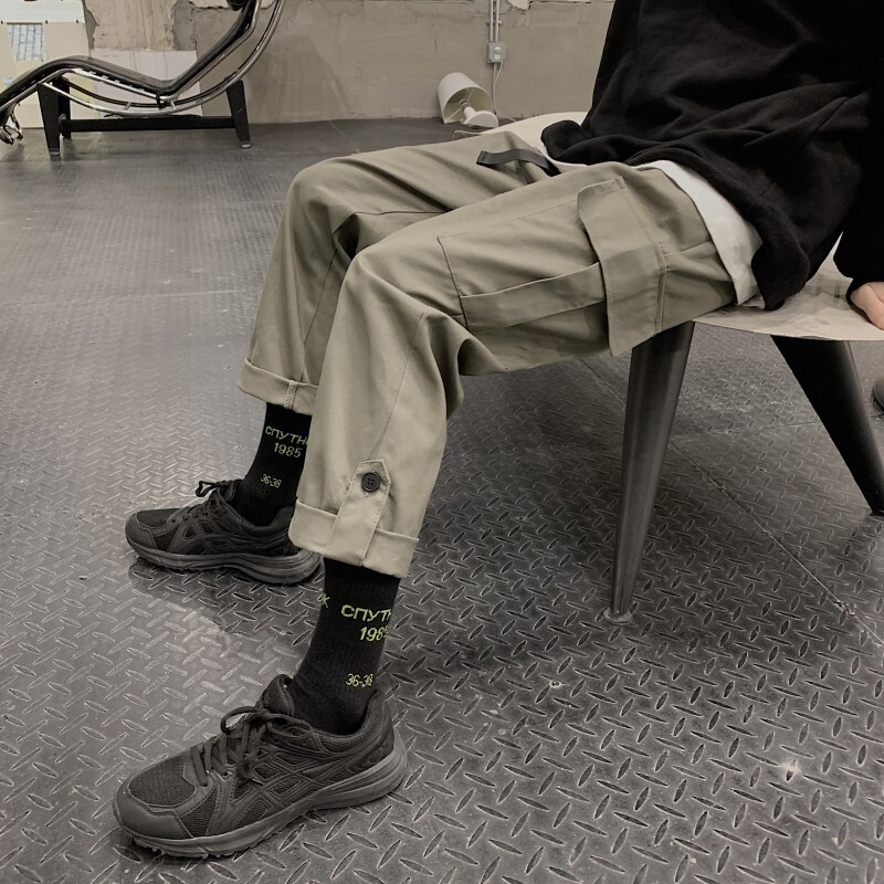 Super fire cec overalls men's Tide brand Harajuku wind pants loose straight Joker ins harbor wind autumn trousers wide legs