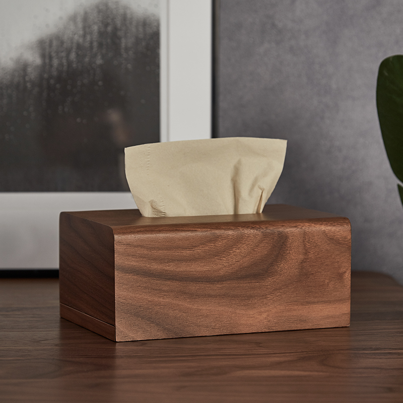 Solid wood toilet paper box Advanced sense living room minimalist modern paper towel box kitchen napkin containing box Business ins wind