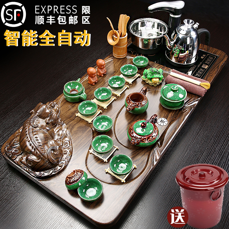 Automatic tea set of household solid wood tea tray was one a complete set of violet arenaceous kung fu tea tray tea sets tea sea