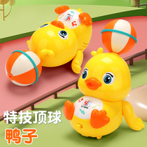 Childrens electric stunt top ball duck toy infant and toddler cartoon singing dancing rotating music to coax the baby