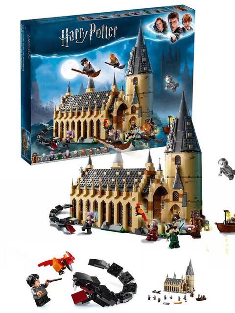 New Harry Potter Series Hogwarts Great Hall Magic Book Boys' Educational Building Block Toy Gift