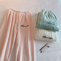 Womens coral velvet flannel pajamas womens autumn and winter home pants womens trousers fairy warm pants wearing winter thickened