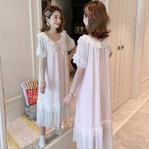 2021 New Court pajamas womens summer thin short sleeve cotton nightgown summer sweet princess style extension