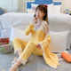 Pajamas women's spring and autumn three-piece set of cotton long-sleeved sexy suspenders summer thin cotton home clothes 2021 new