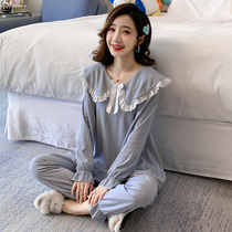 Princess style pajamas womens spring and autumn cotton long sleeves thin home clothes womens summer cute suit 2021 New