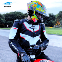 SWEEP motorcycle riding leather protective racing suit Hump model with shoulder and elbow guard
