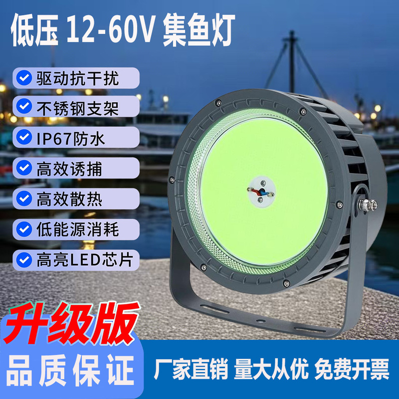 Low-Voltage High-Power Outdoor Floodlight for Fishing Boats, Battery-Powered Led Lighting for Sea Fishing, Squid Attracting, Fish Gathering, and Fish Attracting Lights