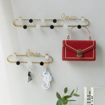 Creative entrance entrance entrance wall wall decoration key adhesive hook storage wall Nordic entrance wall wrought iron clothes cap Wall Wall
