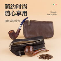Italian SAVINELLI storage bag portable bag double bucket leather pipe bag T236M tool accessories