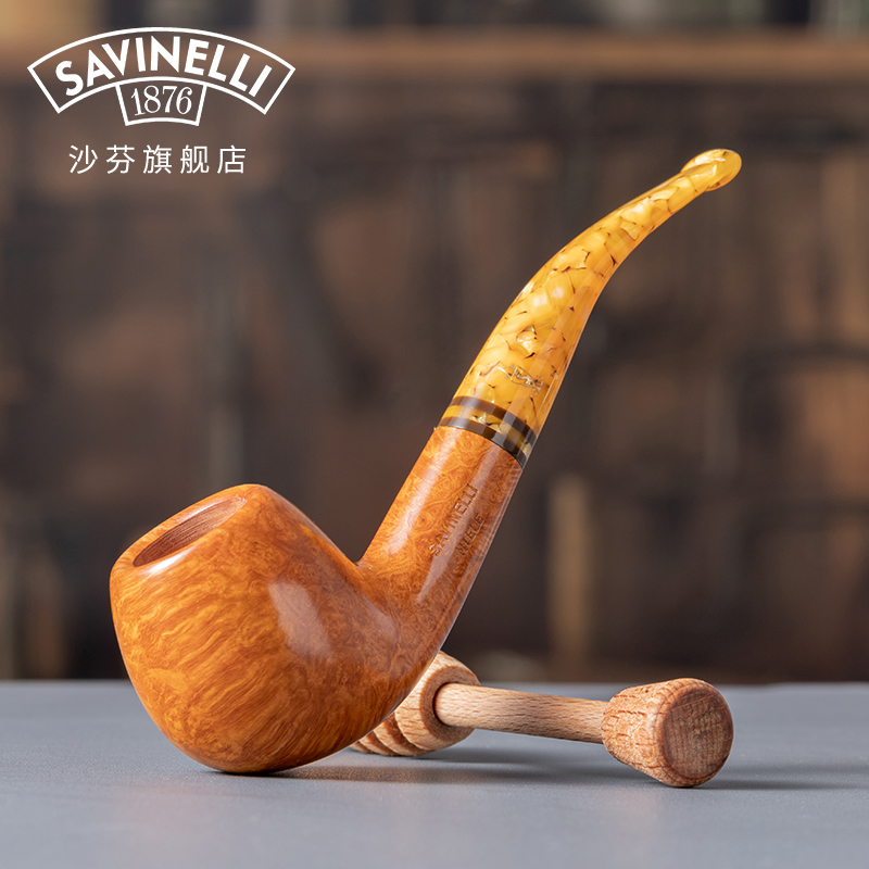 サフィンパイプのフラッグシップ、ハニーブライヤーウッドパイプ、プレスロッドアクセサリー、フルセット、昔ながらの湾曲したメンズソリッドウッド喫煙セット