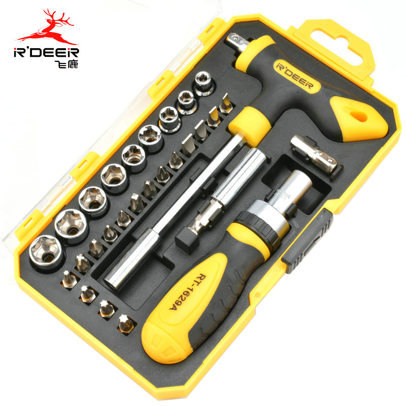 29 pieces of sleeve ratchet screwdriver screwdriver suit T type screw opener sleeve wrench RT-1629A