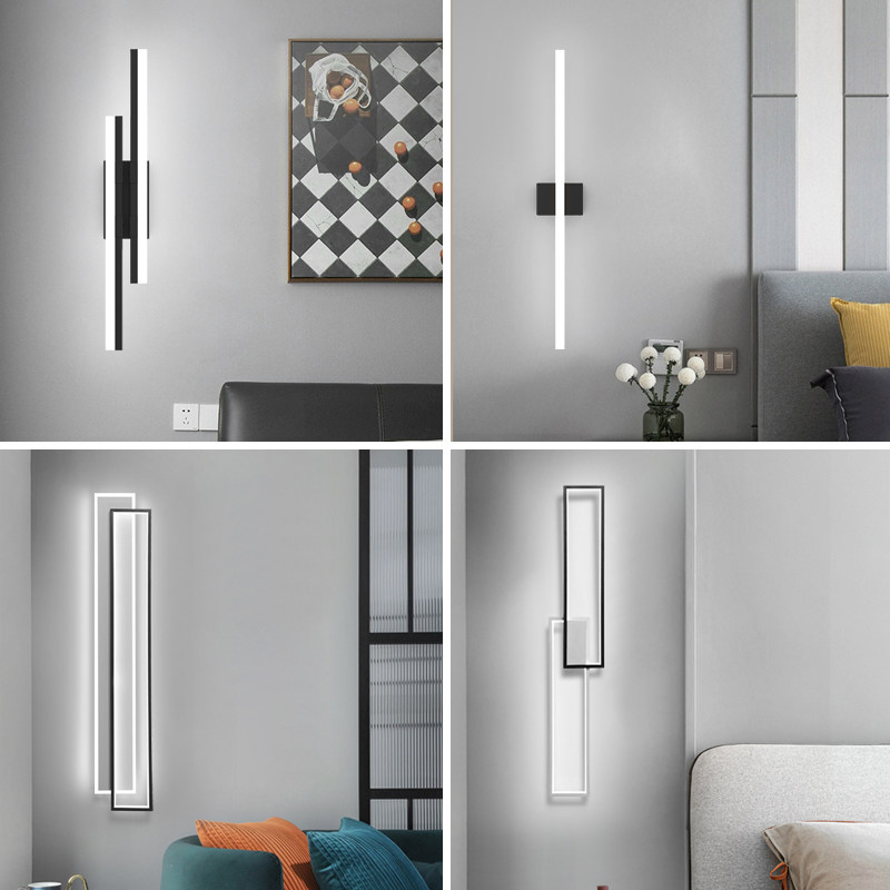 Minimalist wall lamp simple modern living room background wall lamp led strip atmosphere lamp creative line bedroom bedside lamp