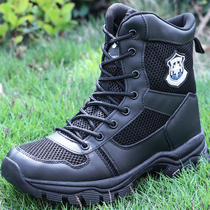 High-top tactical boots summer breathable ultra-light combat boots canvas black training shoes mens security shoes mesh work shoes