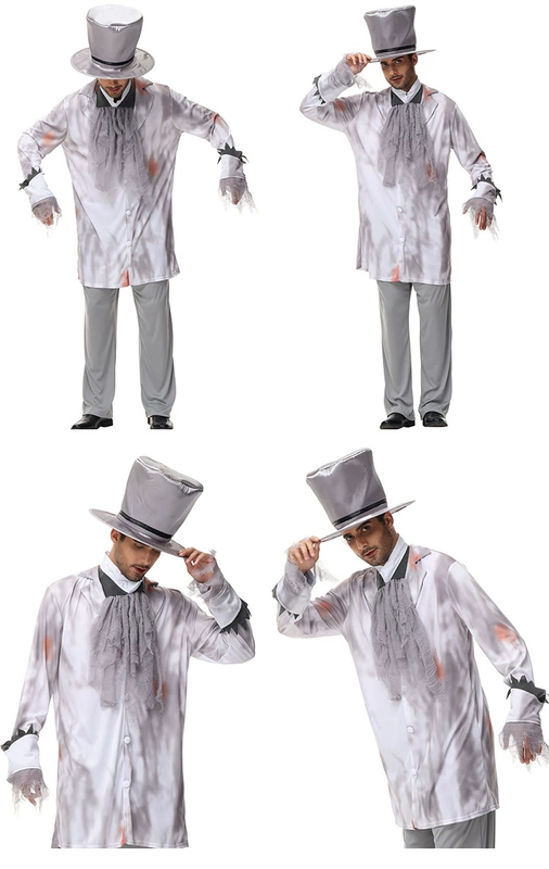 Trang phục hóa trang Halloween kinh dị tráng màu xám ma cà rồng cô dâu hóa trang cosplay zombie phù hợp với