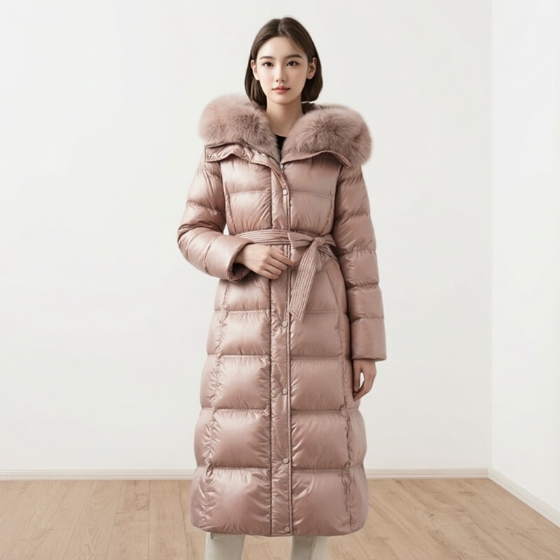 Langyuzi Hordobagi White Goose down Detachable Fur Collar Slimming down Jacket with a Stylish Design, New Winter Model
